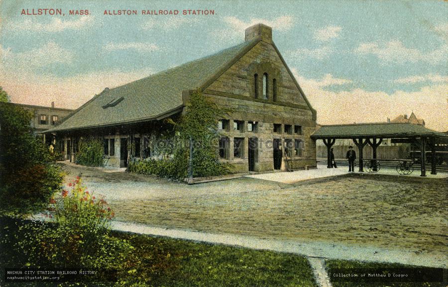 Postcard: Allston, Massachusetts. Allston Railroad Station